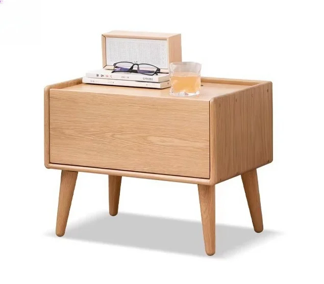 Solid Oak Wood Nightstand Bedside Table With Drawer Nordic Modern Bedroom Storage Cabinet Furniture