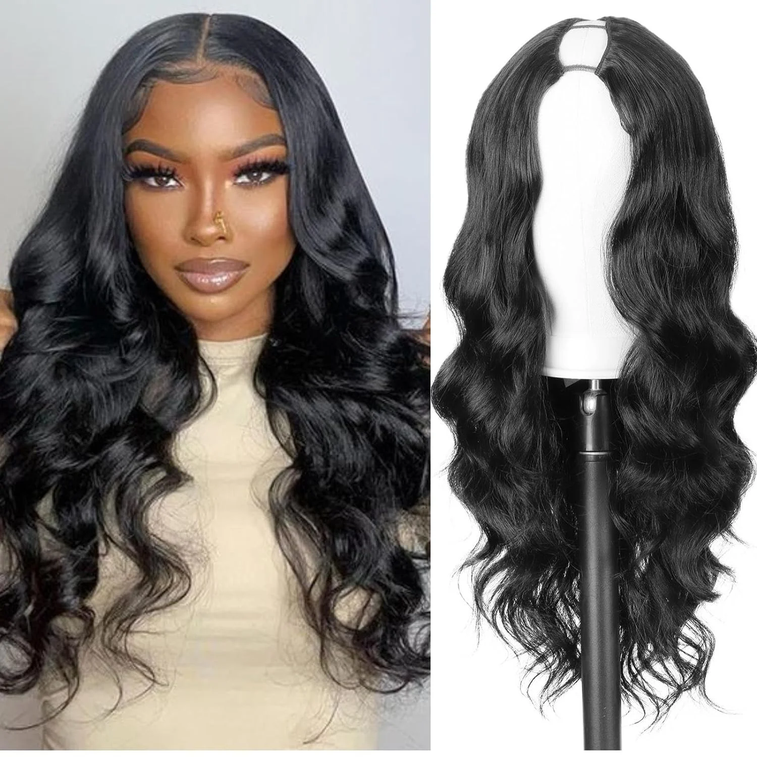 

V Part Body Wave Curly Human Hair Brazilian Virgin Wig U Part Wigs Glueless Wig Human Hair Ready To Wear