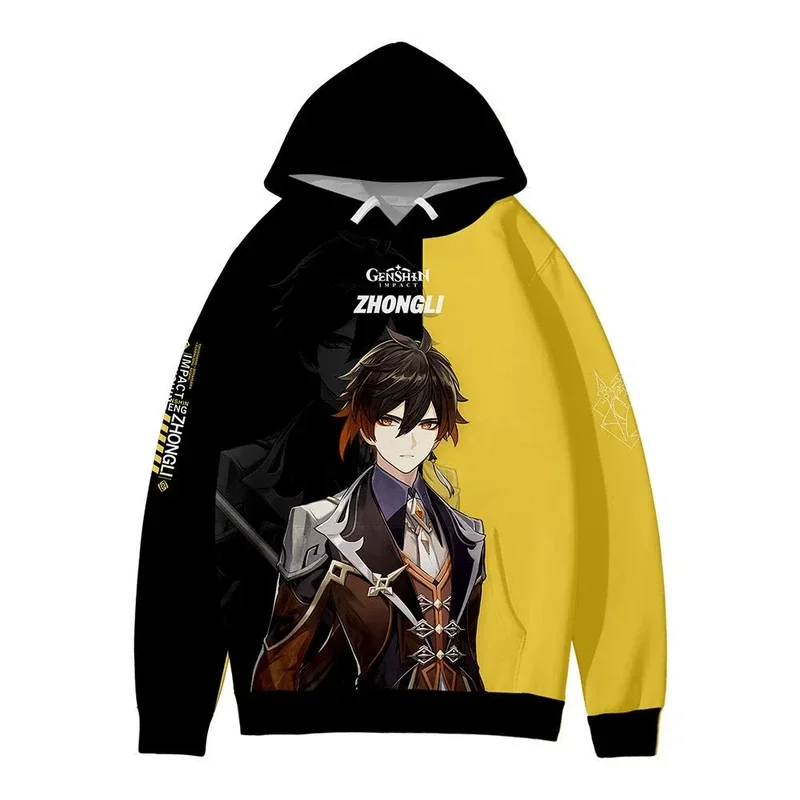 Spiel Genshin Impact Wriothesley Hoodie Wriothesley Cosplay Kostüm Unisex 3D-gedruckter Totenkopf-Kapuzenmantel für Frühling und Herbst