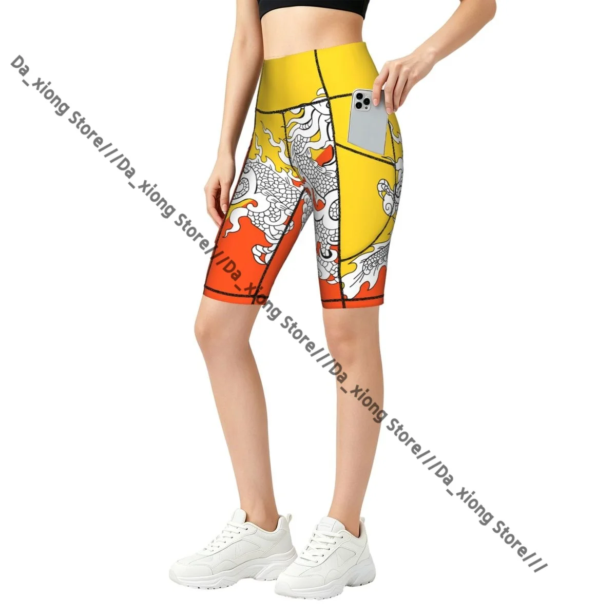 Women High Waist Yoga Shorts Flag Of Bhutan Alternate Stretch Hip Lifting Quick Dry Fitness Sports Shorts