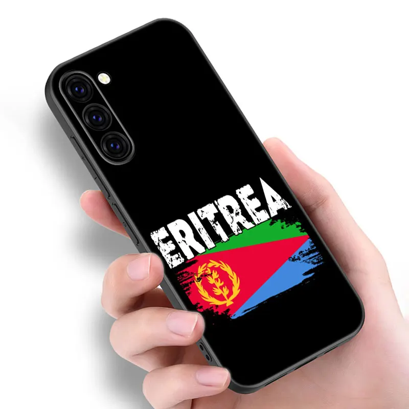 Eritrea Flag Black Silicone Phone Case For Samsung Galaxy S23 S21 S20 FE S24 S22 Ultra S10E S10 S9 S8 Plus