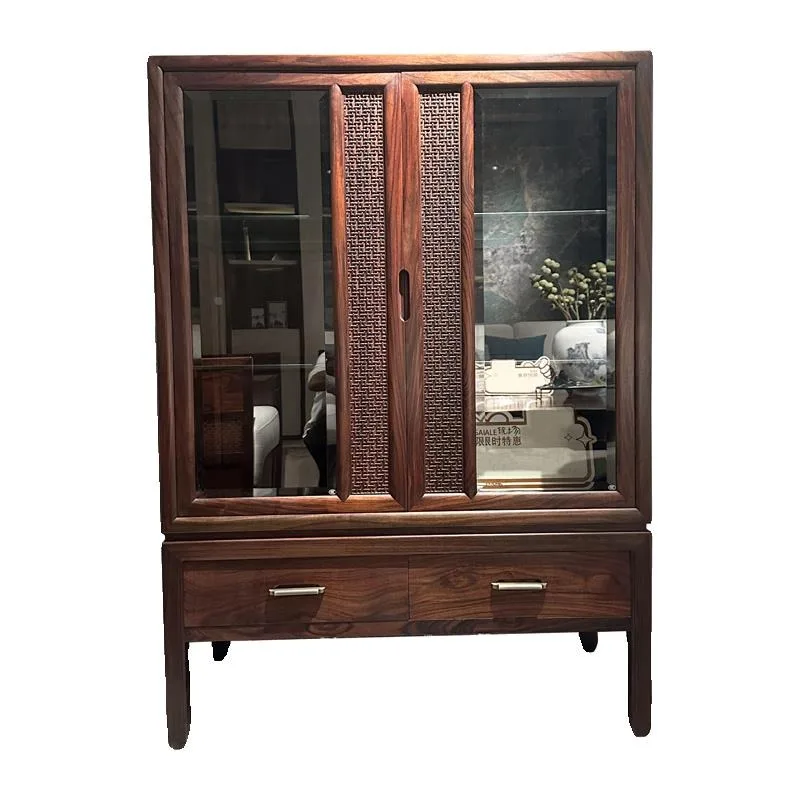 

New Chinese sideboard, solid wood living room storage cabinet, home dining cabinet, Zen storage cabinet, black gold wood