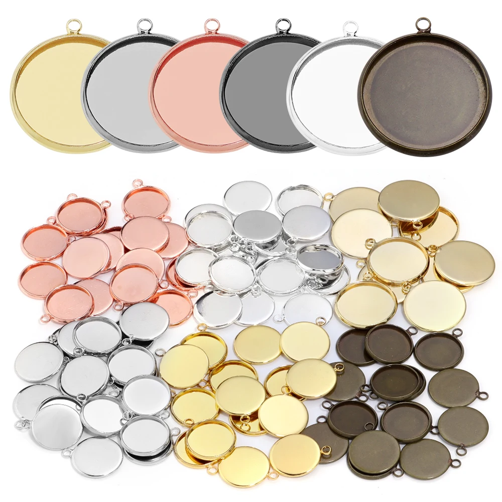 10pcs 8/10/12/14/16/18/20/25mm Round Cabochon Base Pendant Bezels Blank Tray Setting For DIY Jewelry Making Necklace Earrings - Image 3