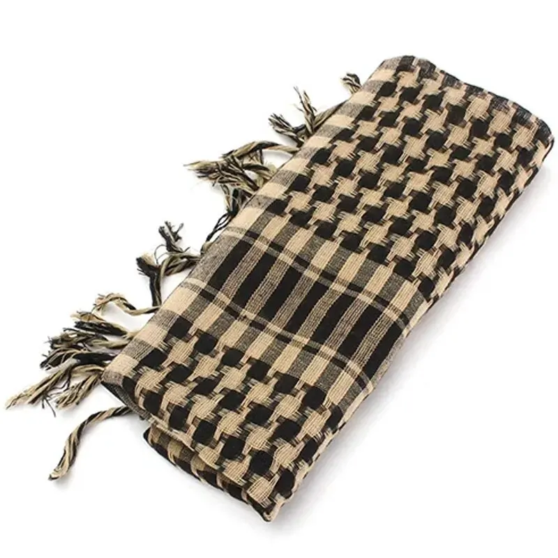 Arab Square Scarf Muslim Shawl Plaid Stripe Printed Outdoor Scarf Wind and Sand Neck Cover