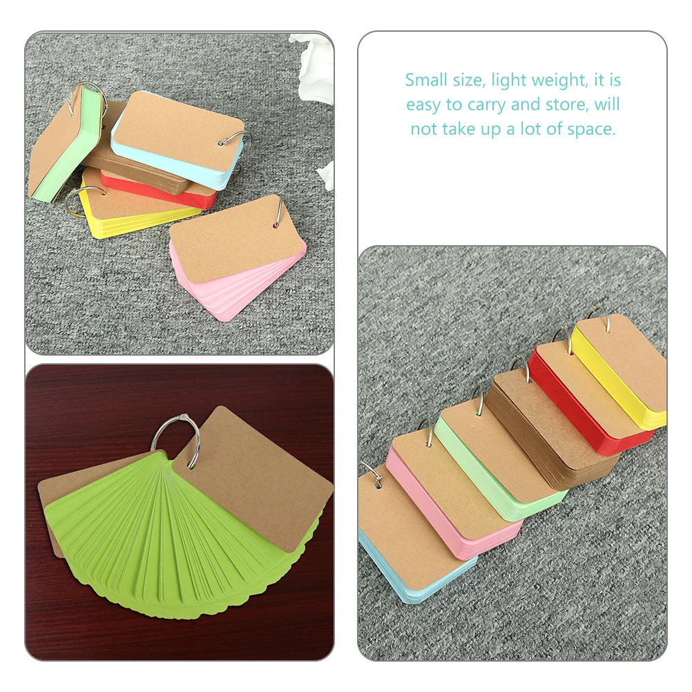 5 Books Notebook Fashionable Notepad Revision Cards Ring Household Index with Paper Memo