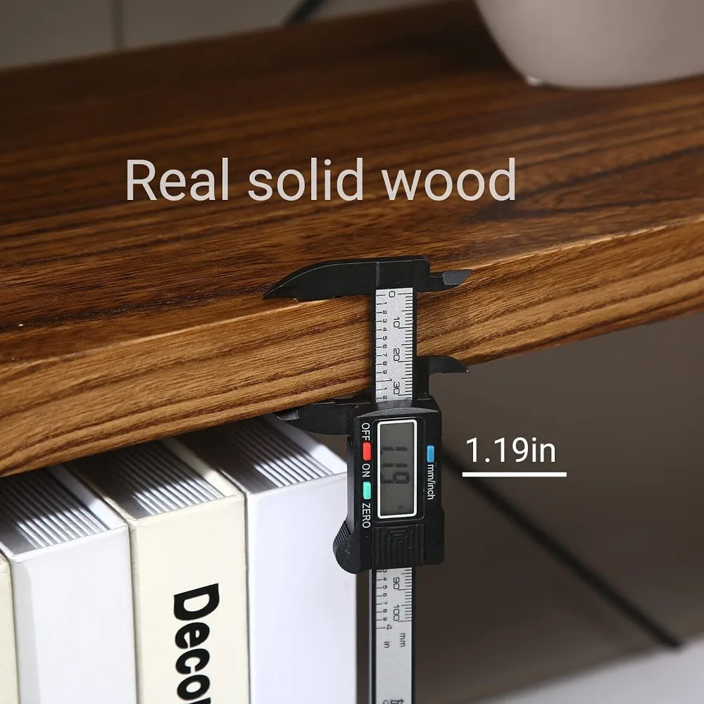 رف كتب من الخشب الصلب مكون من 3 طبقات مع لمسات معدنية، وحدة تخزين واسعة على طراز المزرعة للاستخدام المنزلي والمكتبي