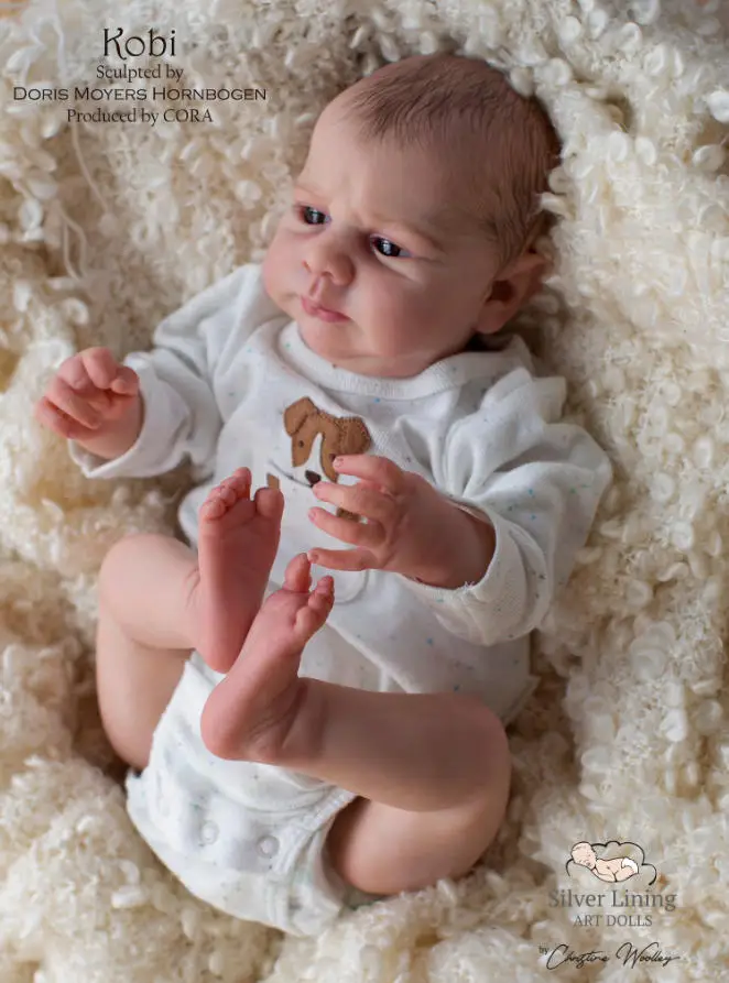 

Набор для куклы NPK 19 дюймов Reborn Kobi: неокрашенный заготовочный комплект с тканевым телом и глазами, в свежих цветах