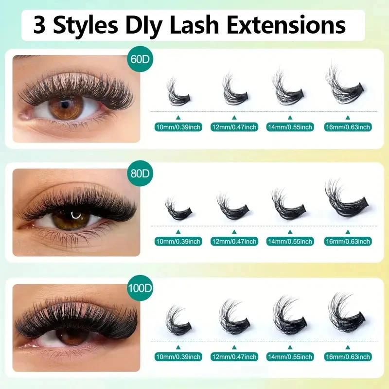 0,07 mm DIY 5D Fluffy Wimpernbüschel 60D 80D 100D Dichte Wimpernbüschel D-Curl Wispy Einzelwimpern 10-16 mm Wimpernverlängerung – Detail 3