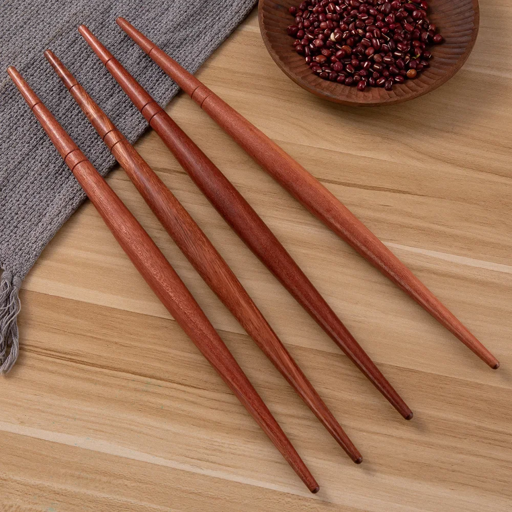 Ebony and rosewood rolling pin for dumpling skin, with graduations, made of solid wood and pointed at both ends