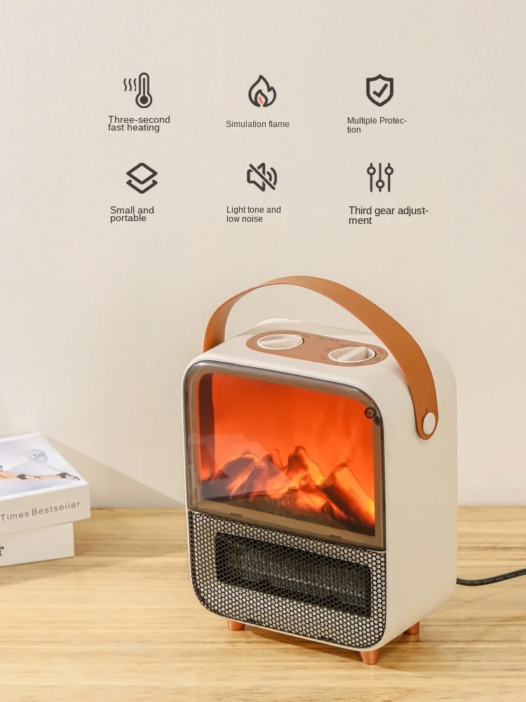 220V Camel graphene heater simulation flame small fireplace household energy-saving electric heater