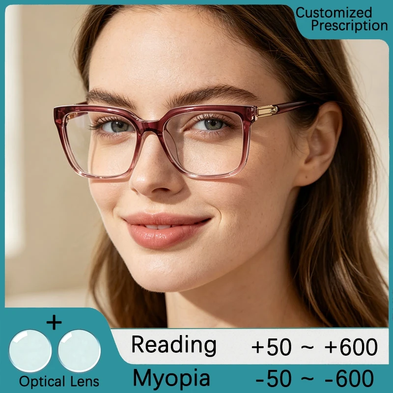 Maßgeschneiderte Korrektionsbrillen für Damen, TR90-Brillengestell, Myopie-Brille, optische klassische Astigmatismus-Brille 319542