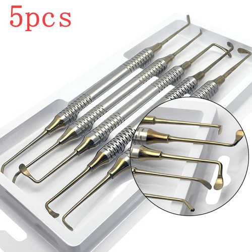 5 uds implante Dental elevación sinusal elevador herramienta de instrumento de acero inoxidable juego de extremos dobles instrumento Dental