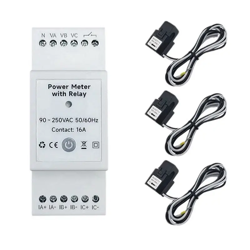 AYHF 2X Tuya Smart Life Wifi Energy Meter Bidirectional 3 Phase With Dry Contact Switch App Monitor 80A AC110V/240V