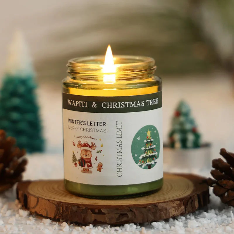 Christmas Scented Candle in Glass Jars Guest Gift Candle Jar Juniper Lavender Aromatic Xmas Candles