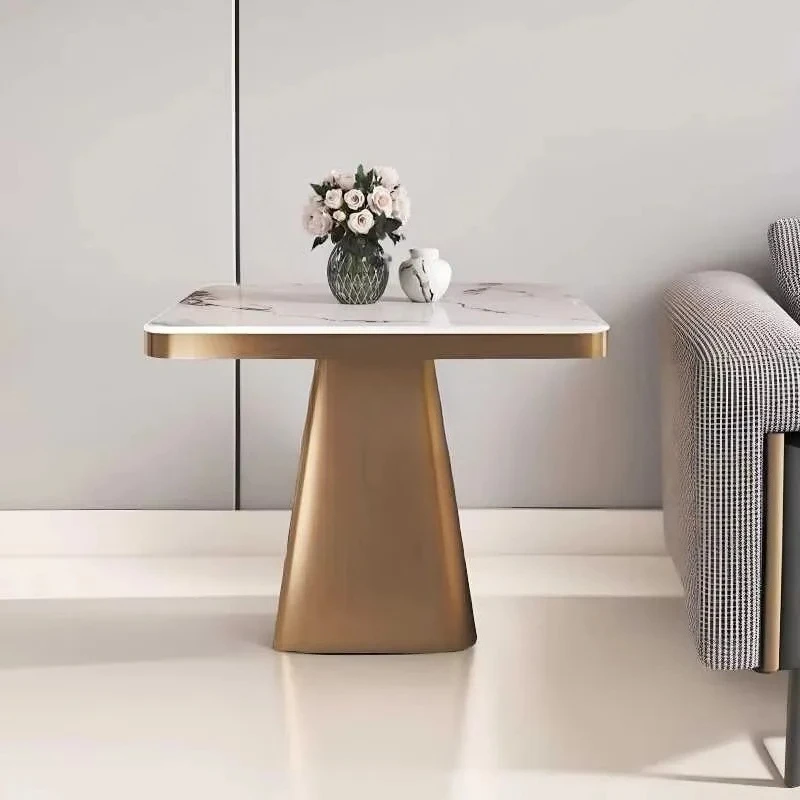 Light Luxury Modern Simple Rock Board Side Table High-End Bedside Sofa Corner  Balcony Bedroom Tea Table Square Rock Villa Hotel