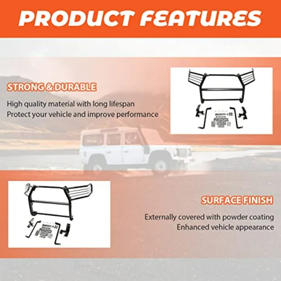 واقي فرشاة المصد متوافق مع 2016-2022 تويوتا تاكوما من الفولاذ المقاوم للصدأ، فرشاة حماية شبكة المصد الأمامي الأسود #3