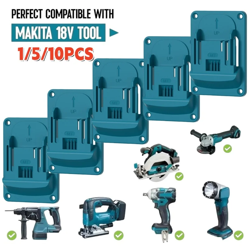 5/10pcs Wall Mount Electric Tool Holder for Makita 18V Wall Power Mount Storage Battery Bracket Fixing Drill Holders Slots Stand