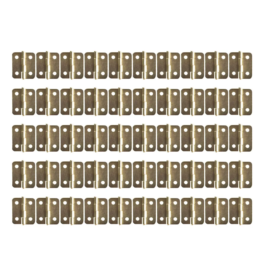 المفصلي مع الأظافر المفصلي المسطح الفضة الأصفر 18x15 مللي متر 4 ثقوب تصاعد 50 قطعة الأبواب البرونزية لصناديق خشبية خمر #1