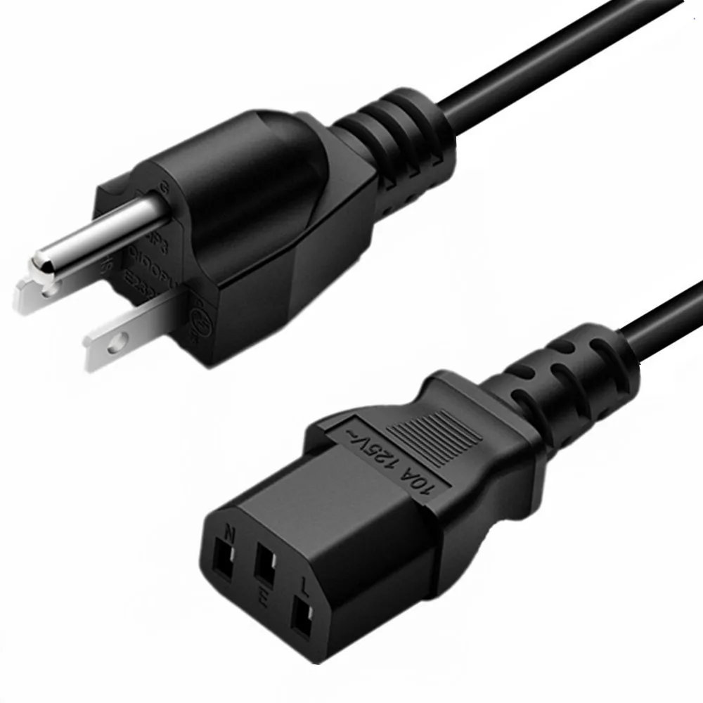 New 1.5m 5FT 3 Pin 18 AWG 60C 250V US EU Plug Universal Power Cord Cable For NEMA 5-15P To IEC320C13 Black PWC75A150US image 2