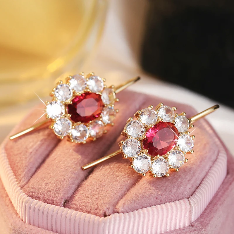 Gorgeous Vintage Two Tone Synthetic Zirconia Pendant Earrings Women's Elegant Charm Banquet Anniversary Fine Jewelry Accessories