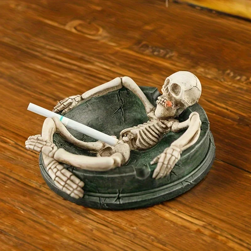 new halloween skeleton ashtray silicone mold can be used to create halloween ashtray decor resin,plaster,cement,polymer clay