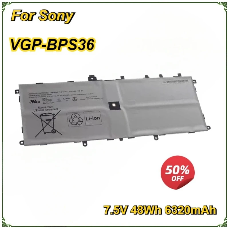 

VGP-BPS36 Laptop Battery for SONY VAIO Duo13 SVD132A14W SVD1321M2EW BPS36 Bateria 7.5V 48Wh 6320mAh Replacement Battery