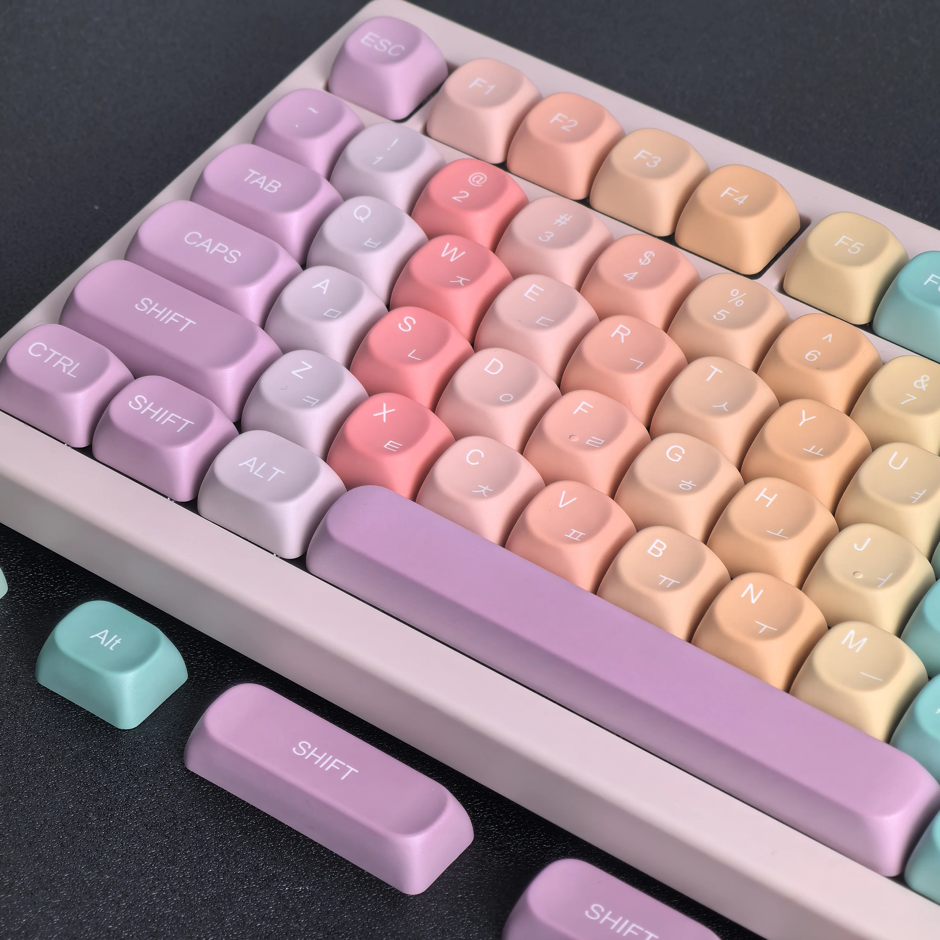 قوس قزح MOA الكورية Keycap 126Key لطيف الحلوى الملونة مخصص PBT كيكابس صبغ التسامي الروسية Keycap للوحة المفاتيح الميكانيكية #4