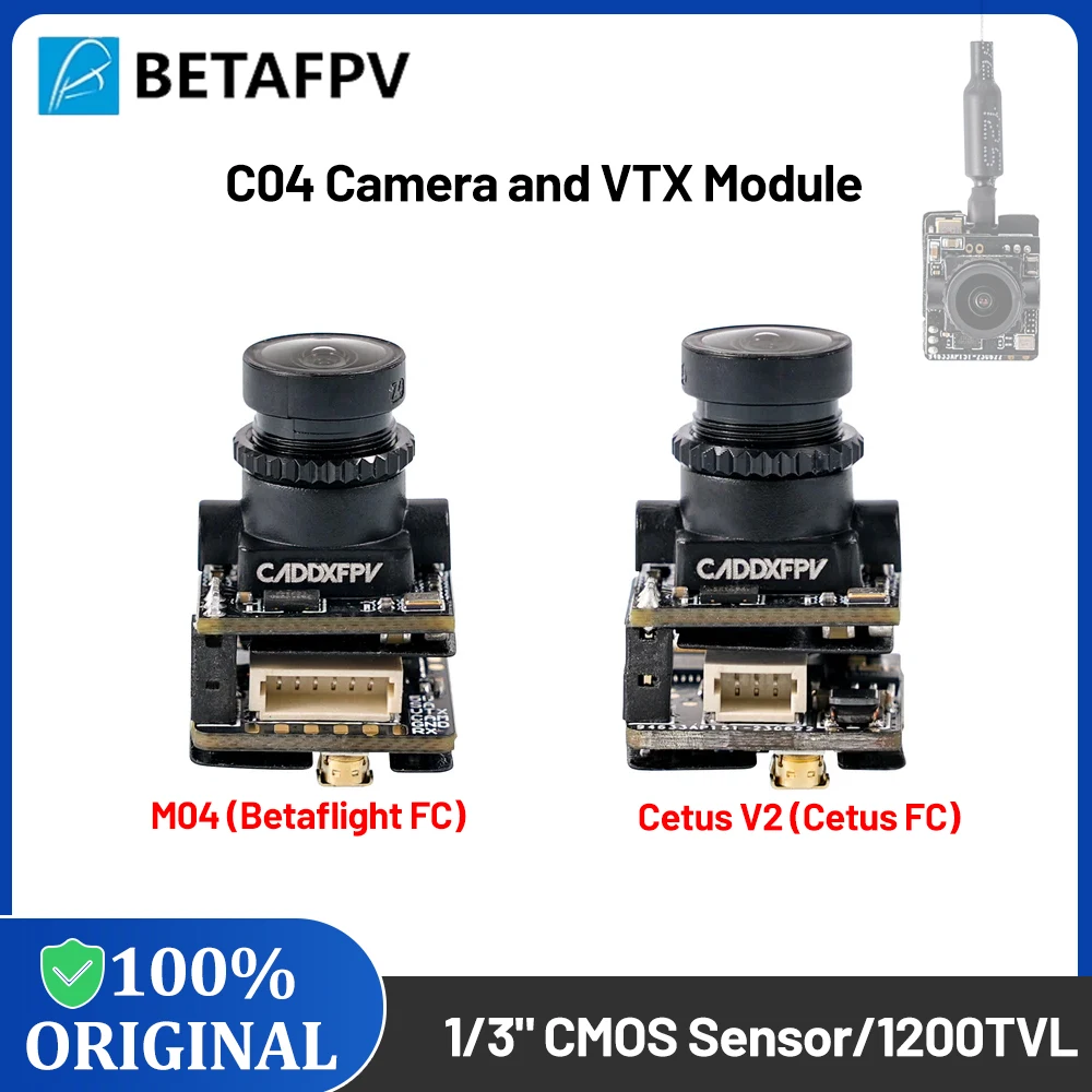 

Камера BETAFPV C04 и модуль VTX M04 (Betaflight FC)/Cetus V2 (Cetus FC) 1/3-дюймовый CMOS-сенсор 1200TVL 160 ° FOV для комплекта CETUS X FPV