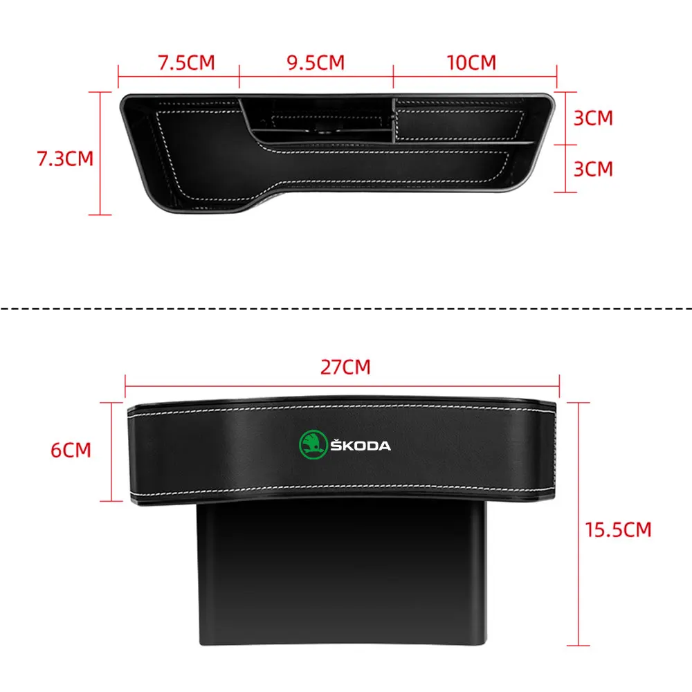 Car Seat Crevice Storage Organizing Box Cup Holder Auto Accessories For Skoda Octavia Fabia Superb Yeti Enyaq Kamiq Karoq Scala