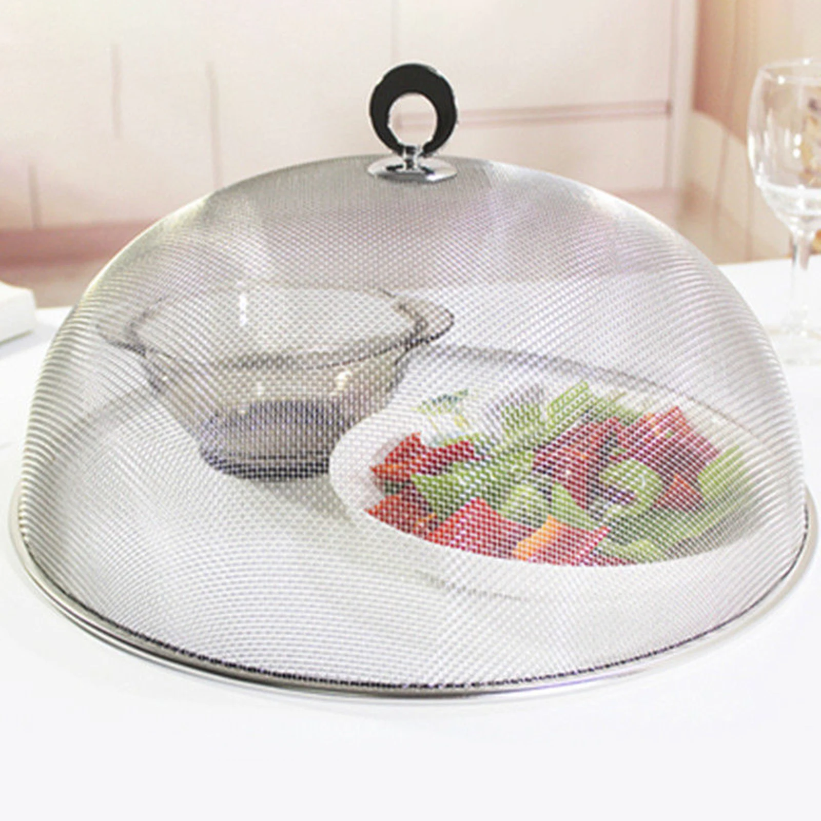 

TQH Metal Mesh Food Cover Plate Serving Cover Reusable Durable Dish Cover Net Food Lid Multipurpose for Home Daily Use