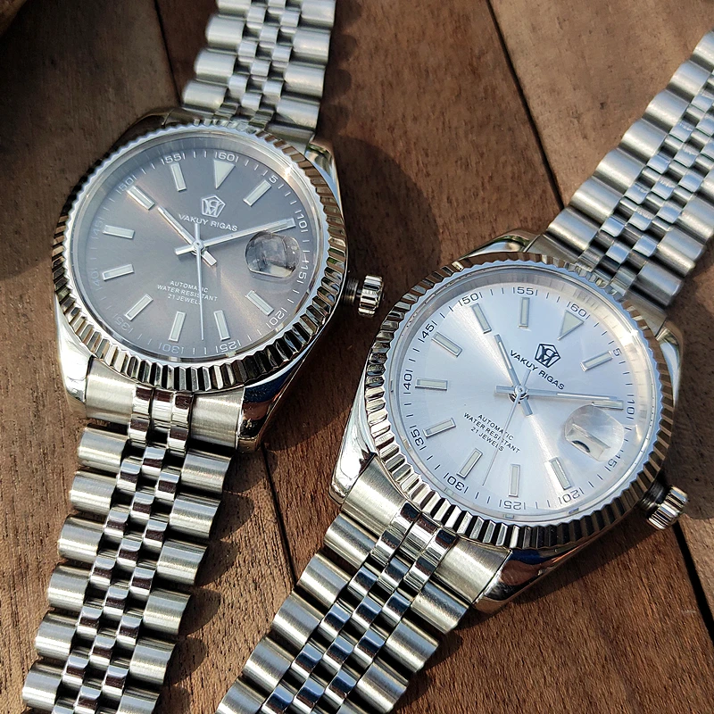 

Quartz Watch with Miyota 2315 Movement Day Series Artificial Sapphire Mirror Fluent Bezel Jubilee Bracelet Waterproof 100 Meters