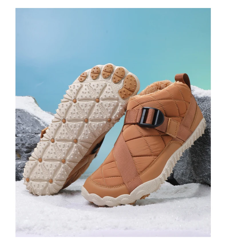 Winterstiefel für Damen und Herren, wasserabweisend, gesteppt, knöchelhoch, mit weichem, warmem Innenfutter, rutschfester Gummisohle, ideal zum Wandern und Spazierengehen. – Detail 11