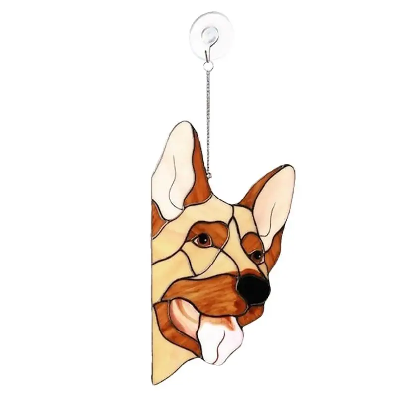 Peeping Dog Fun Corner Decor Funny Dog Window Decor Funny Stained Glass Peeping Animal Acrylic Cartoon Dog Sun Catcher For