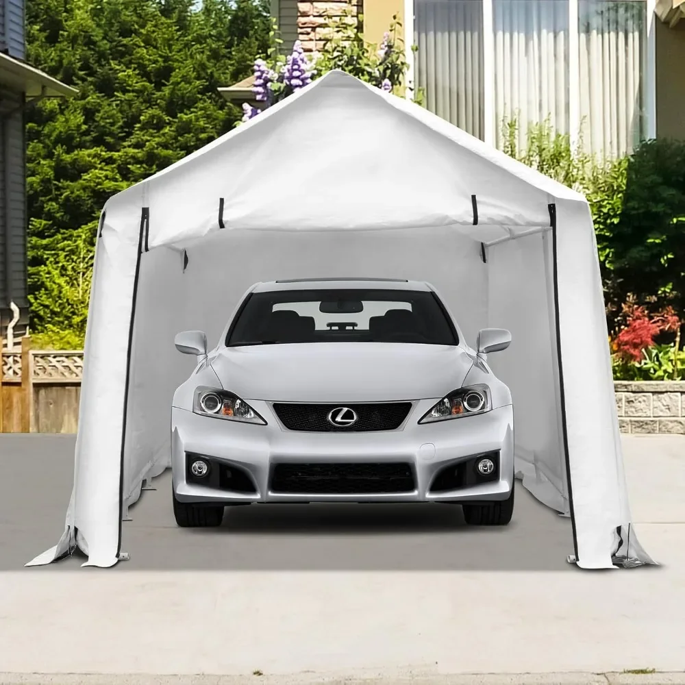 

17x10 ft Carport Canopy Heavy Duty Waterproof Garage Car Shelter Storage Shed with Walls and 2 Doors Garages Canopies & Carports