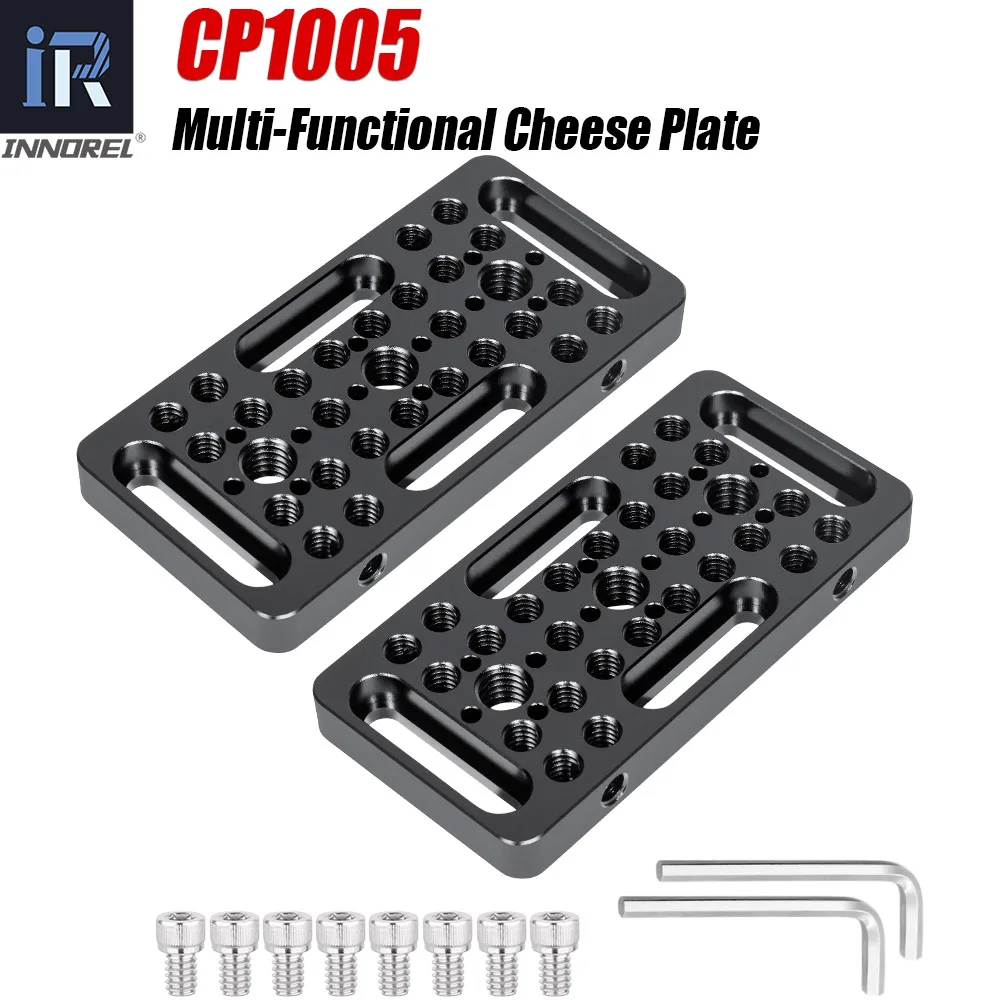 Plato de queso multifuncional INNOREL CP1005, placa de montaje conmutada de 10x5cm con orificios de localización ARRI integrados para trípode de cámara
