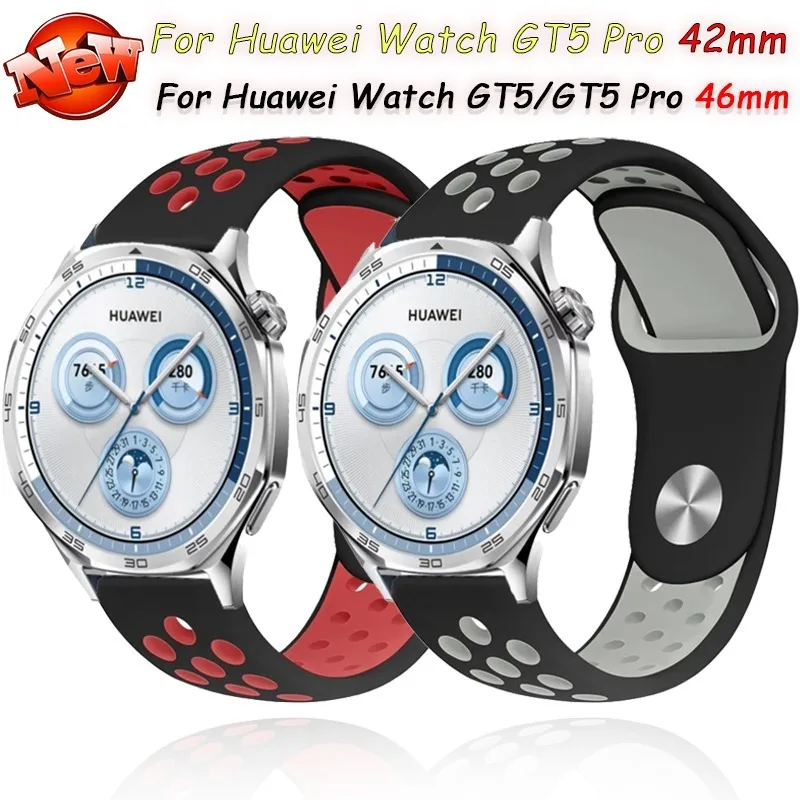 22mm 20mm 18mm Silicone Strap For Huawei Watch GT3-4-5/GT5 Pro 46mm Bracelet Wristband Huawei Watch GT5 Pro 42mm GT4-5 41mm Belt