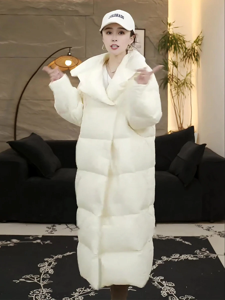 Invierno Thiened blanco Du down Jaet mujer abrigo con cuello Faionable cálido viajero Sle longitud media otro cuello