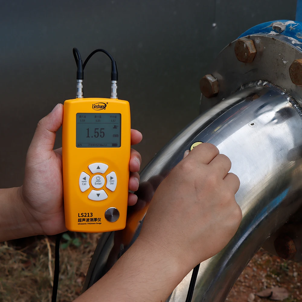 

Linshang LS213 Sonic Ultrasonic Thickness Gauge Meter Tester Measurement Device for Steel Glass Plastic Plate Metal Material