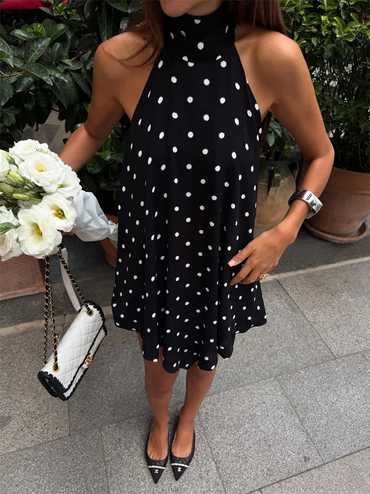 

Tossy Fashion Printed Printed Tank Top For Women Backless Summer 2025 New Loose Patchwork Halter Top Tee Female Vest Pullover