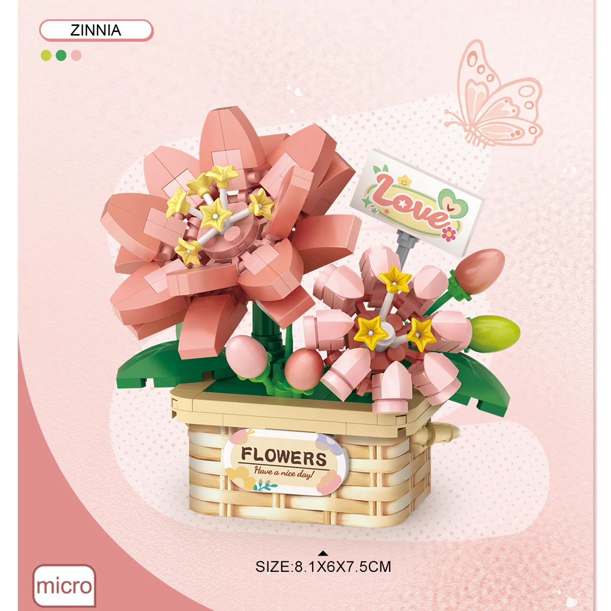 LOZ Building Blocks Potted Flower Toy Set, Desktop Simulation Flower Ornament Model Assembly Toy, Girl's Holiday Toy Gift