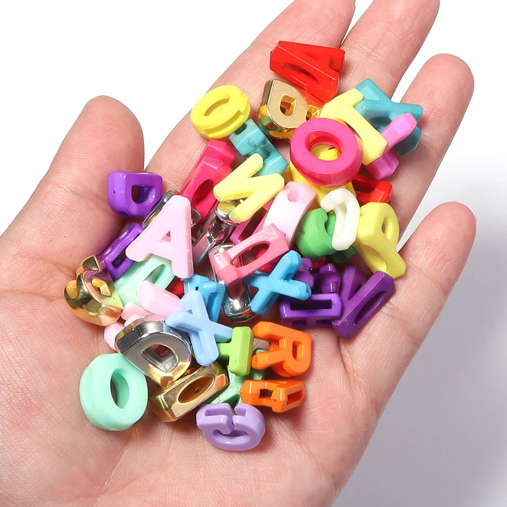 45g/Beutel Bunte Acryl-Buchstabenperlen mit großem Loch, lose Abstandsperlen für DIY-Bastelarbeiten, Halsketten, Armbänder und Schmuckherstellung – Detail 6