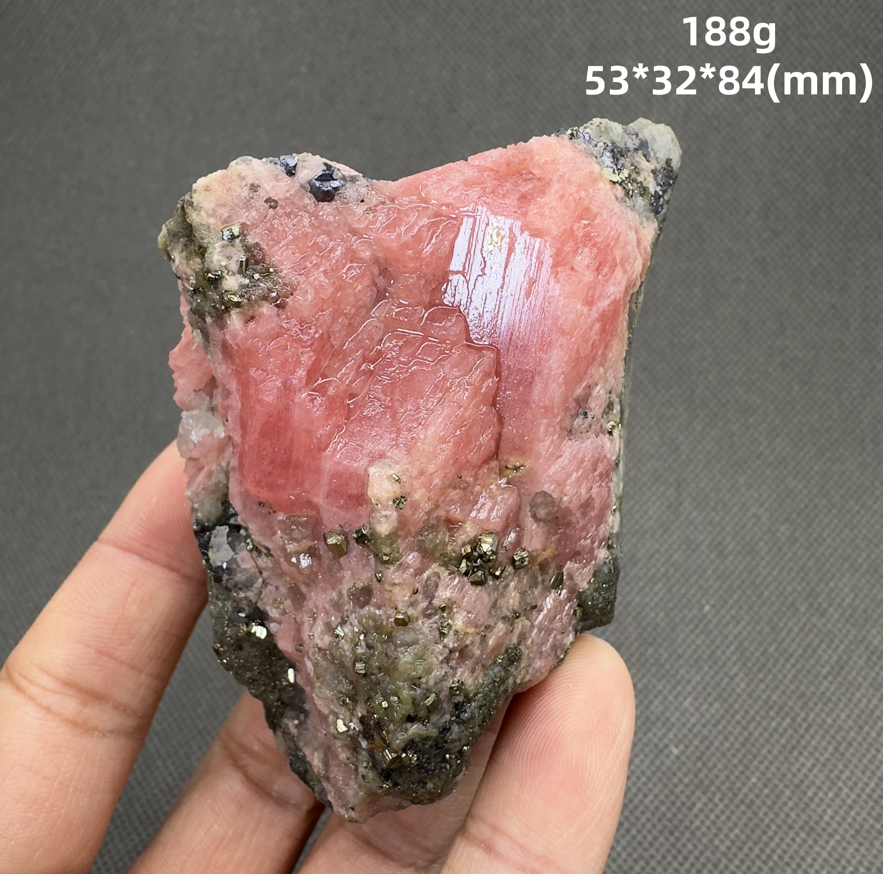 Natural pink rhodochrosite and galena symbiosis mineral specimen + healing quartz crystals and stones rock gemstone