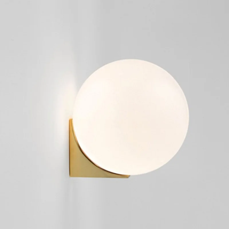 Milky White Glass Ball Wall Lamp Simple Aisle Corridor Decorative Light LED Bedroom Bedside Wall Lamp