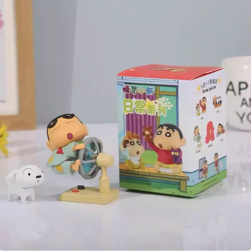 Krijt Shin Chan Blind Box Serie Handgemaakte Dagelijkse Serie Blinde Doos Auto Desktop Pop Ornament Cadeau Schattig Decoraties Schattig Speelgoed