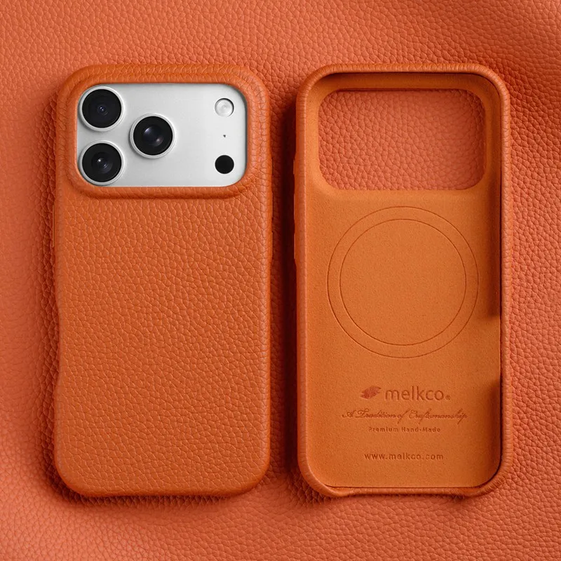

Melkco 7 Colors Genuine Leather For Magsafe Magnetic Case For iPhone 17 Pro Max 17Pro Business Natural Top Layer Cowhide Cover