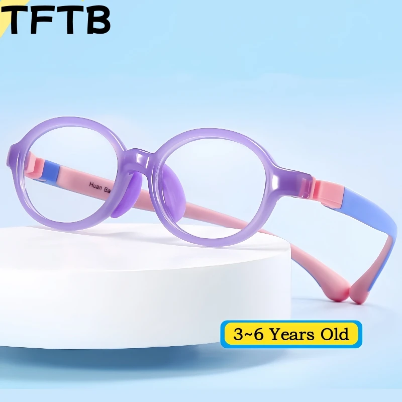

TFTB Safe Comfortable Kids TR90 Silicone Eyeglasses Frame Ultra-light Oval Small Children's Optical Glasses Boy and Girl 9001
