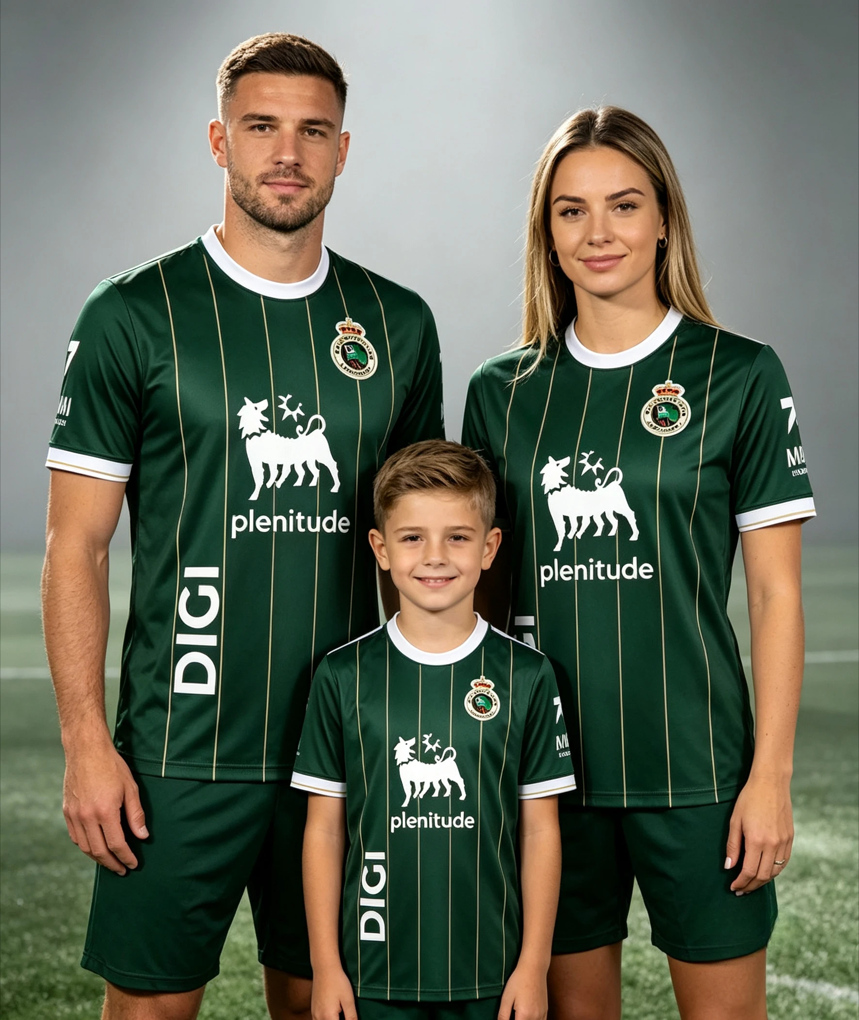 Family Matching Green‑Gold Vertical‑Striped Soccer Jersey Unisex Quick‑Dry Breathable Summer Sport Short‑Sleeve T‑Shirt