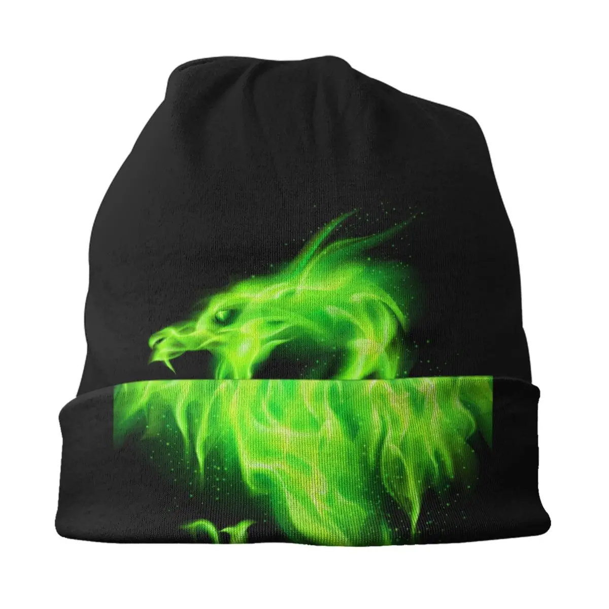 Custom Green Fire Dragon Bonnet Hat Knit Hat Men Women Fashion Unisex Adult Warm Winter Beanies Cap image 3