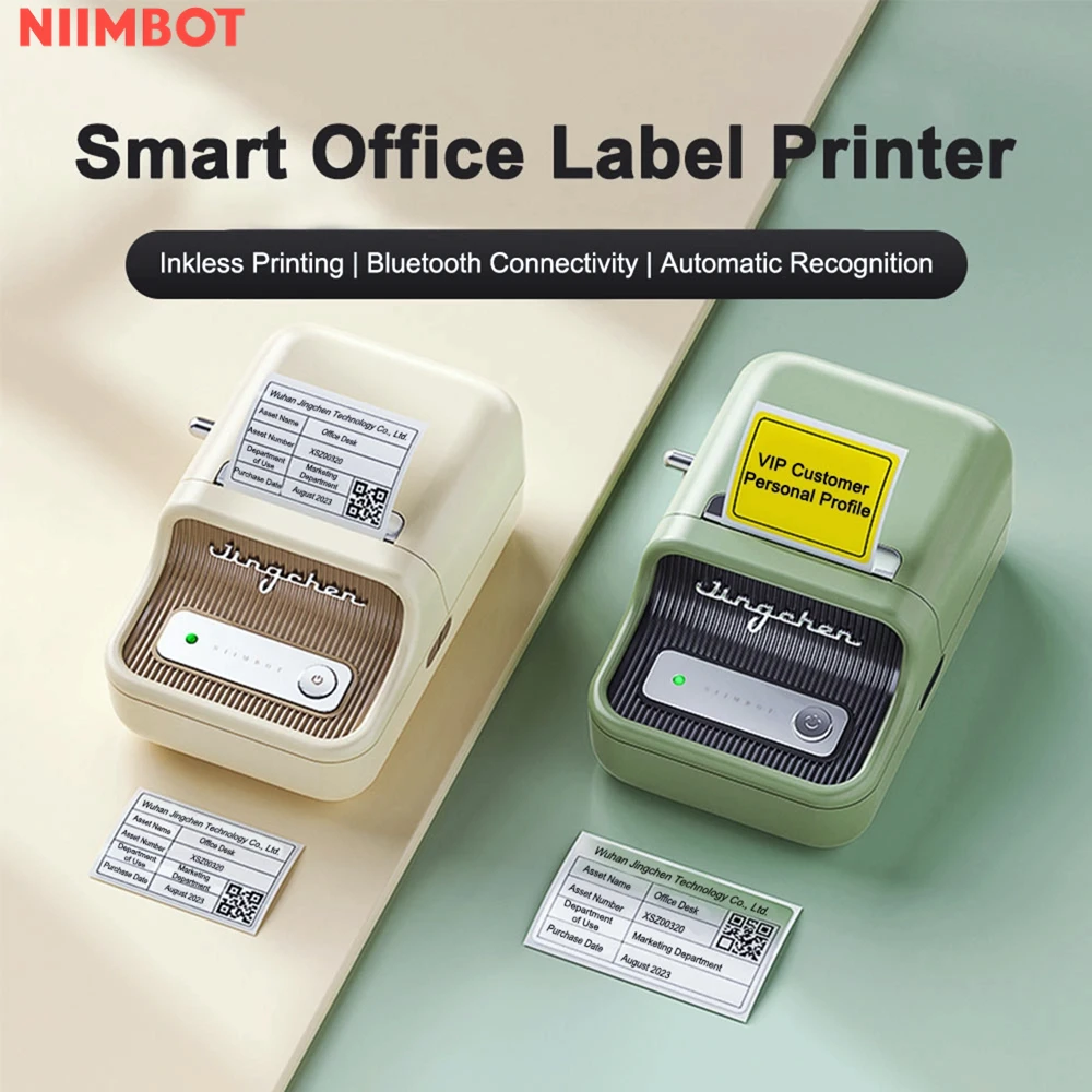 NIIMBOT B21 Label Printer Portable Wir-eless Bluetooth Thermal Label Maker Sticker Printer Color Clear label paper with printer