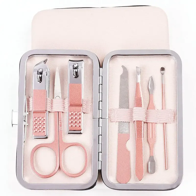 Nail Clippers High-End Women's Nail Scissors Set Cute Rose Gold Ear Digging Spoon Home Pedicure Tool